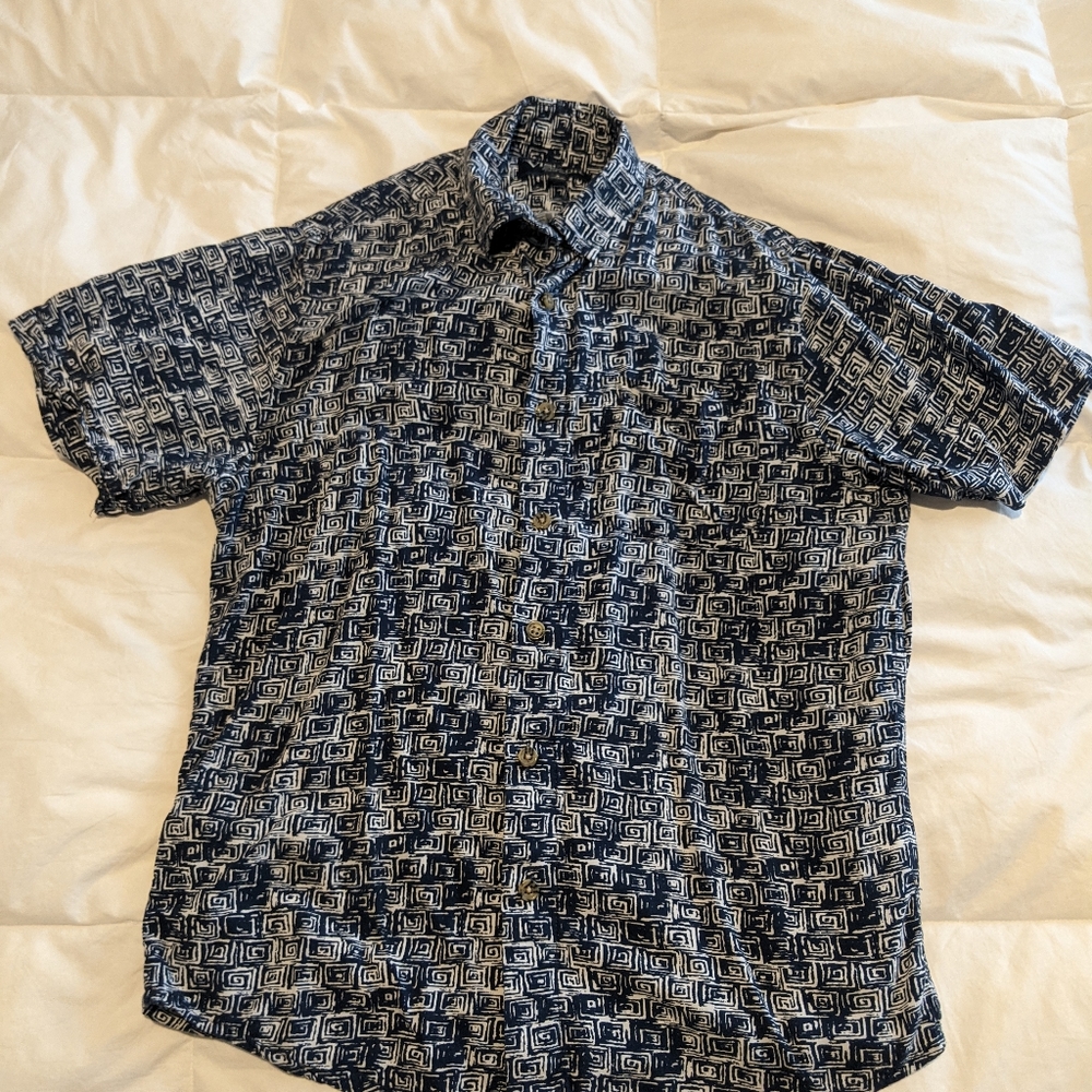 Flowy Blue Spiral Button Down